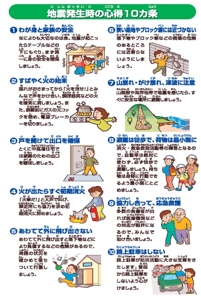 災害発生時の心得10カ条