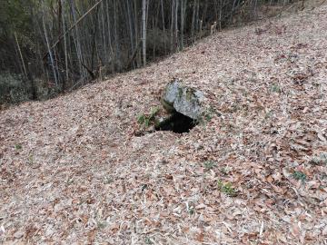 シオ1号墳石室内部へ